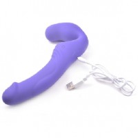 10-Speed Purple Rechargeable Strapless Strap-on, Silicone Double Ended Penis Vibrator ( 2 Vibrators )